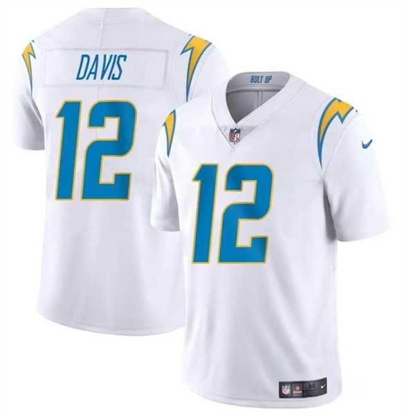 Men & Women & Youth Los Angeles Chargers #12 Derius Davis White 2024 Vapor Limited Football Stitched Jersey->los angeles chargers->NFL Jersey